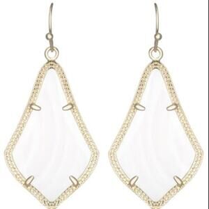 Kendra Scott Alexandra Large Mother of Pearl Drop Earrings in Gold Tone